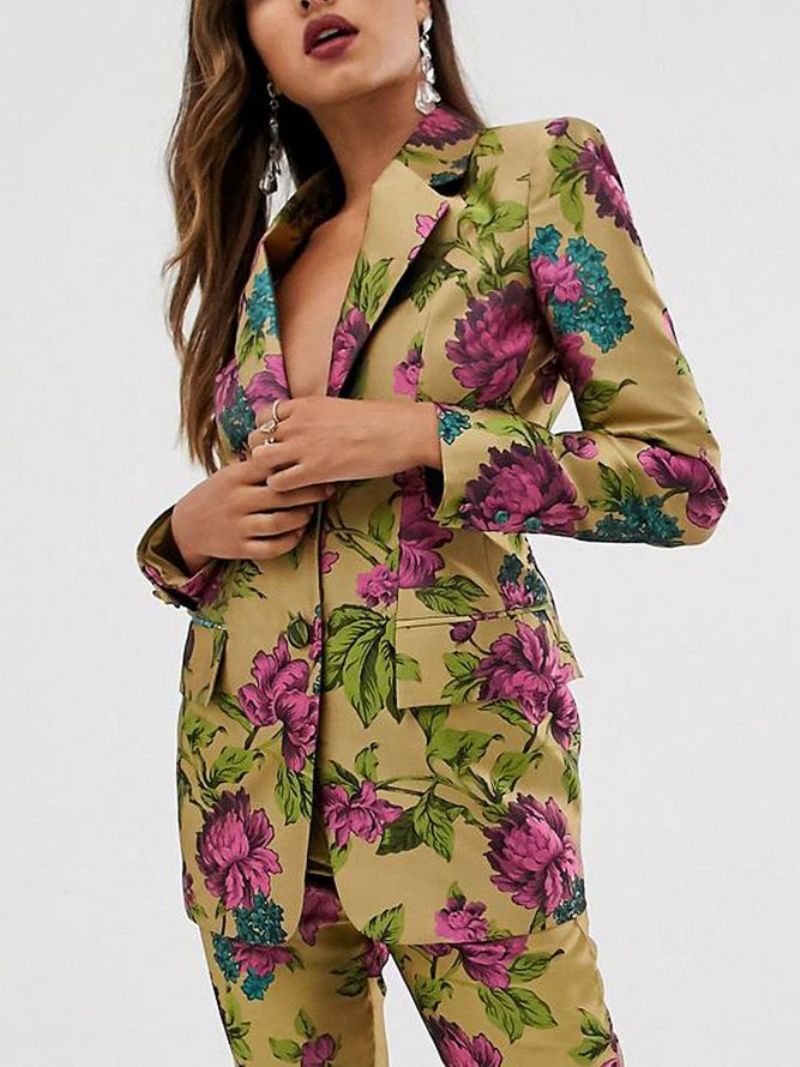 Shawl Collar Floral Fit Elegant Blazer