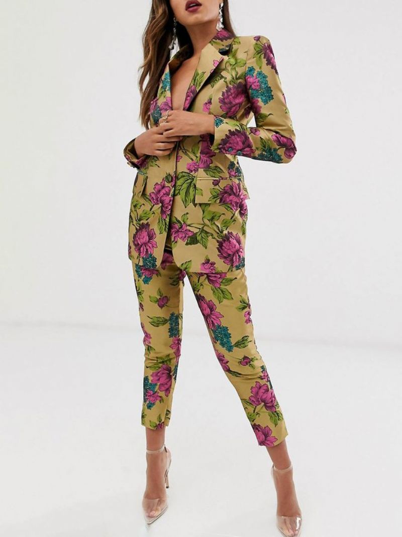 Shawl Collar Floral Fit Elegant Blazer