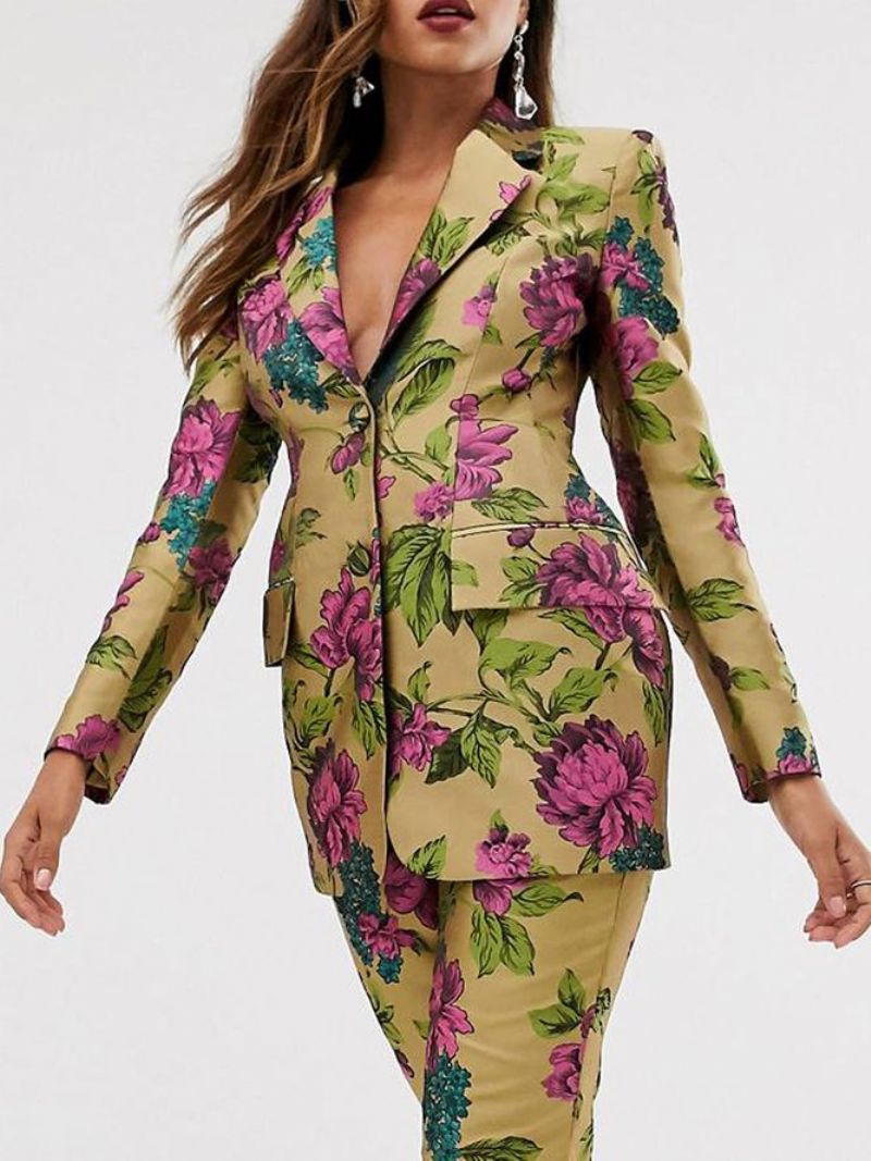 Shawl Collar Floral Fit Elegant Blazer