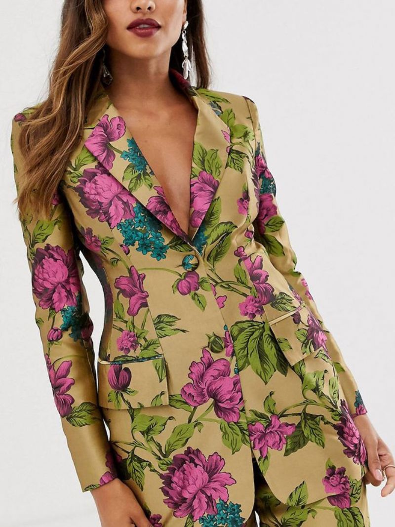 Shawl Collar Floral Fit Elegant Blazer