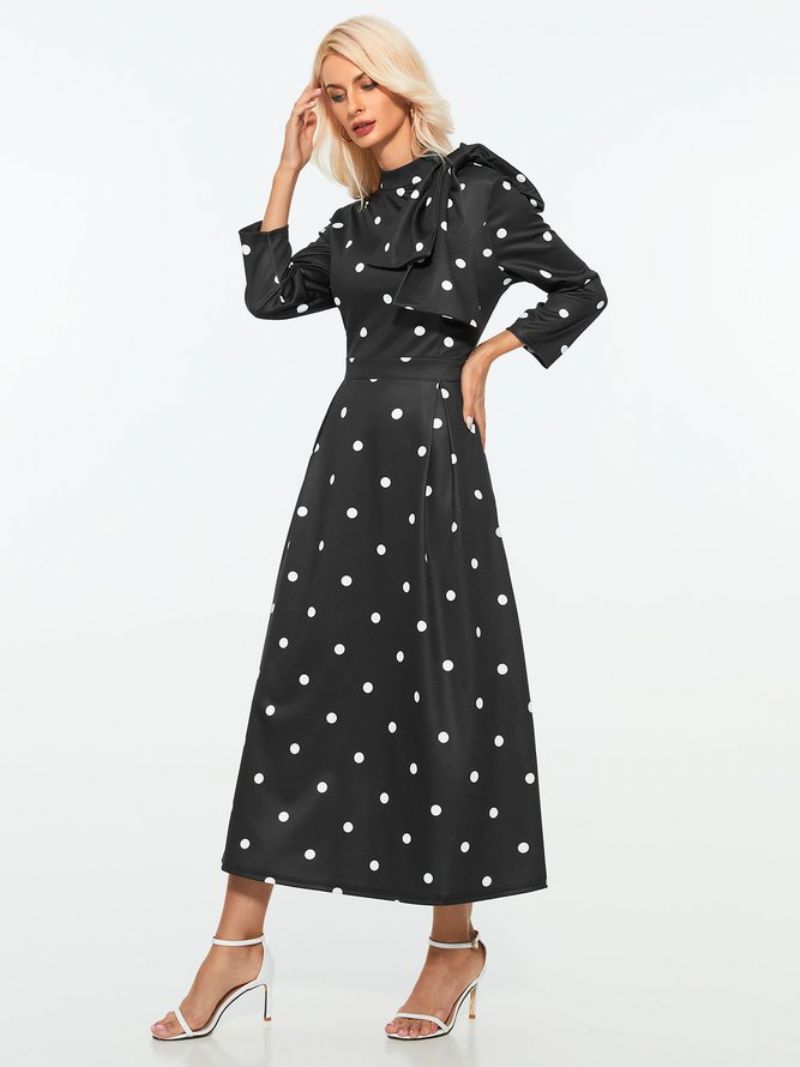 Polka Dots Regular Fit Erittäin Joustavat X-Line Stand Collar Mekot