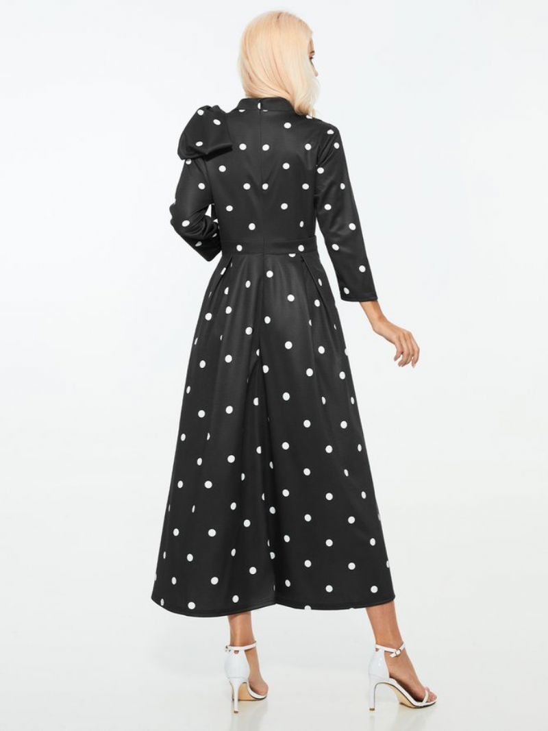 Polka Dots Regular Fit Erittäin Joustavat X-Line Stand Collar Mekot