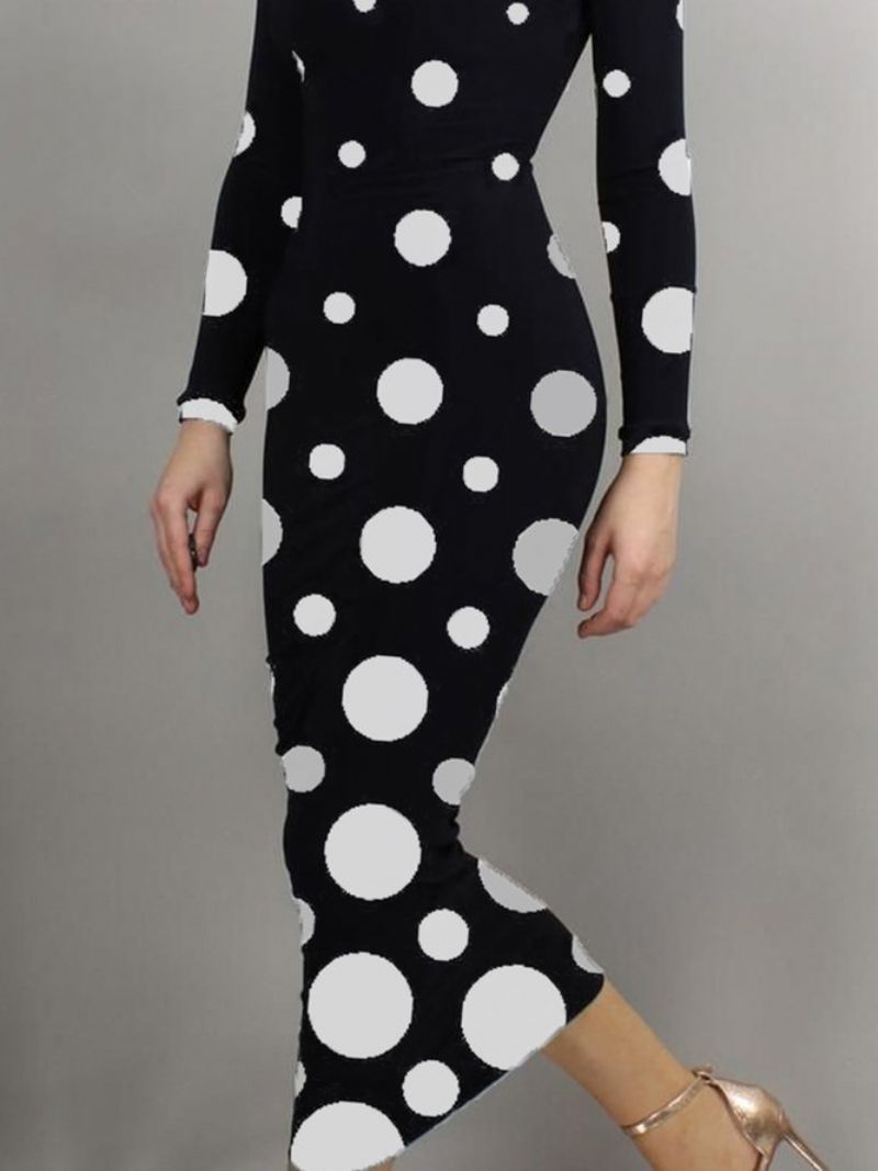 Tiukka Ja Tyylikäs Polka Dots Pitkähihainen Maximekko