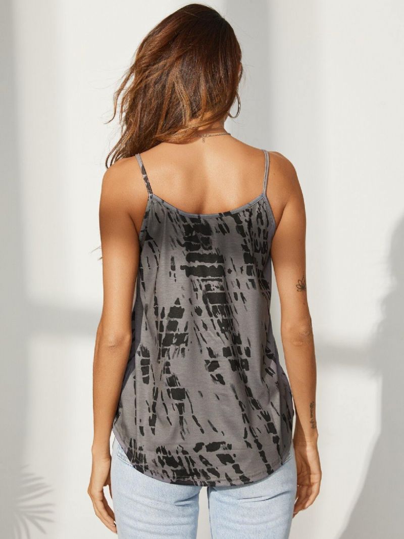 Casual Print Wrap Design V-Kaula-Aukkoinen Hihaton Summer Sling Tank Top