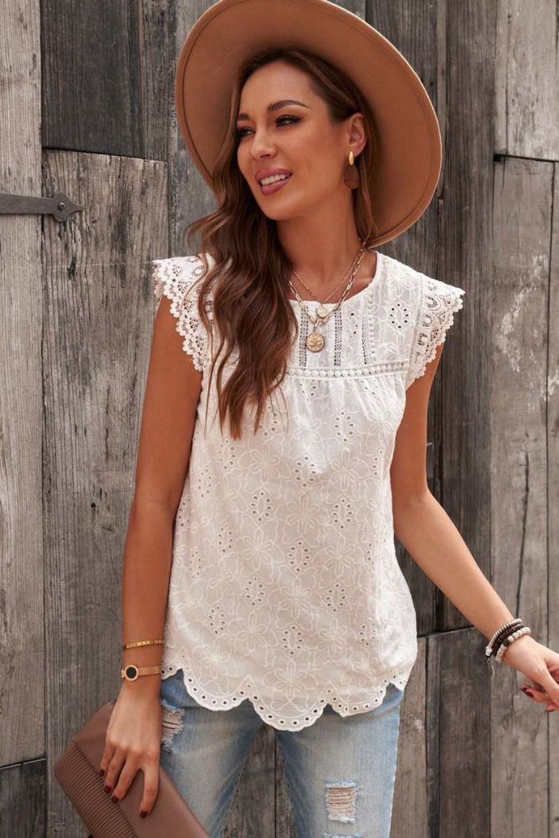 Hihaton Eyelet Tank Top