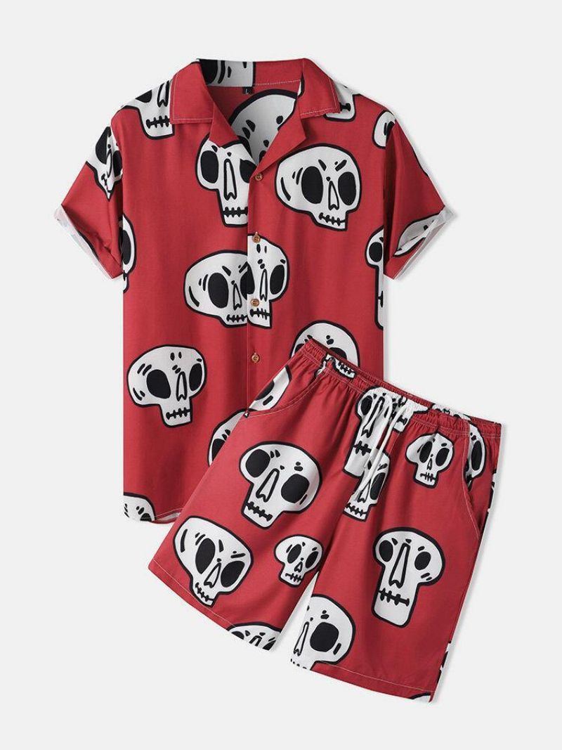 Miesten Skeleton Print Paidat Shortsit Kaksiosaiset Asut