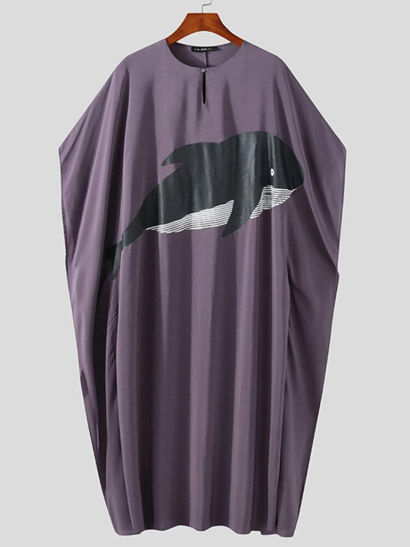 Miesten Valasprinttipainallinen Neulepusero Rento Poncho Kaftan