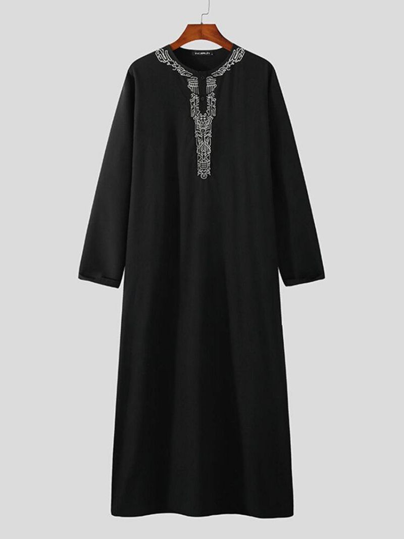 Miesten Vintage Brodeerattu Nappi Rento Pitkähihainen Kaftan-Viitta