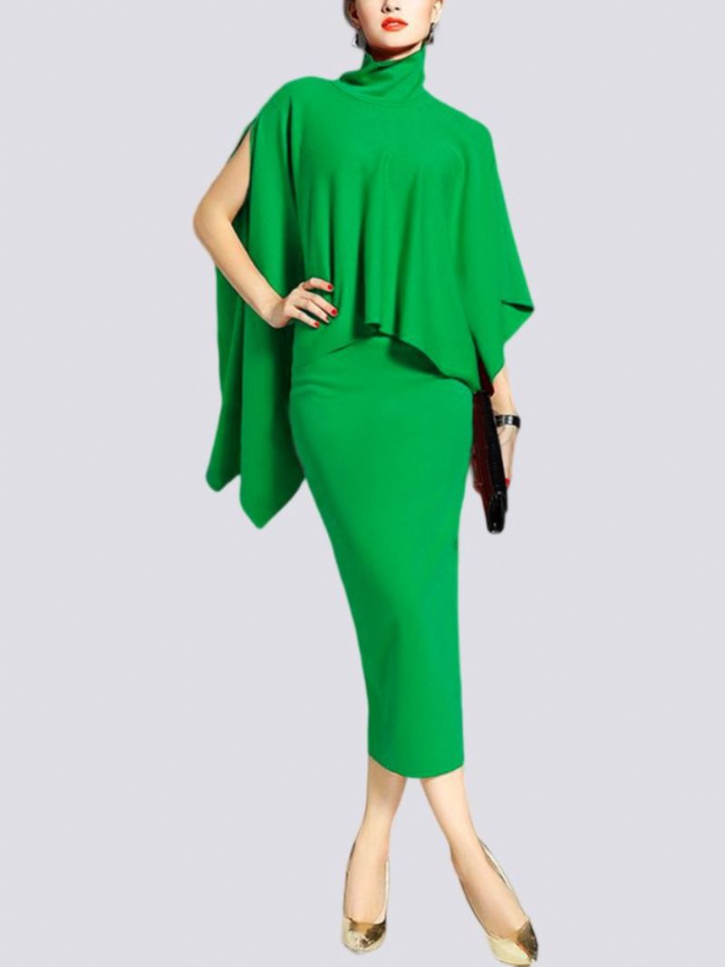 Turtleneck Elegant Plain Midi Mekko