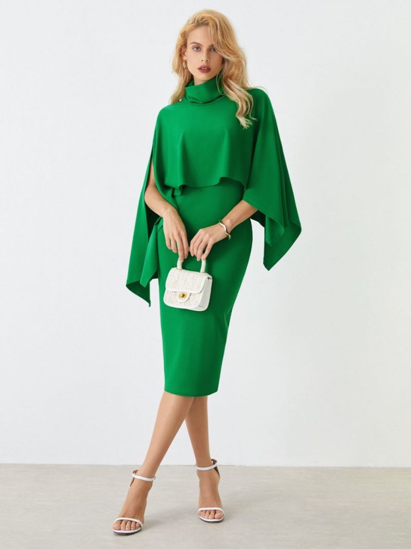 Turtleneck Elegant Plain Midi Mekko