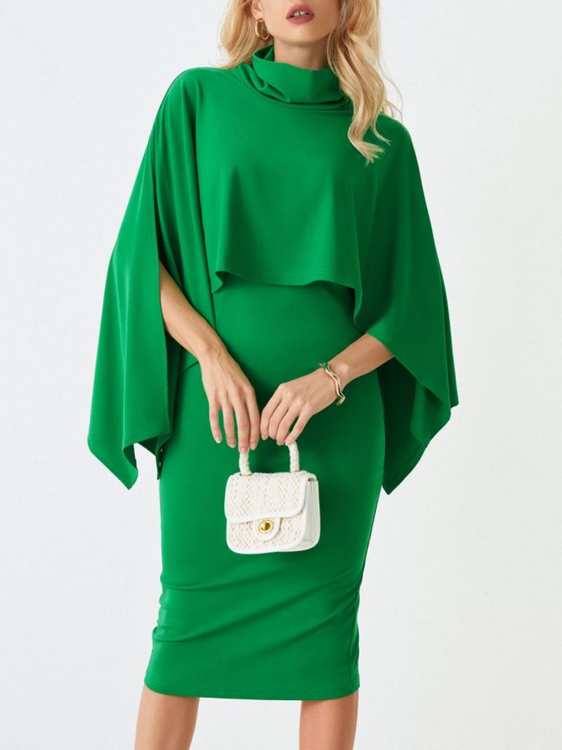 Turtleneck Elegant Plain Midi Mekko