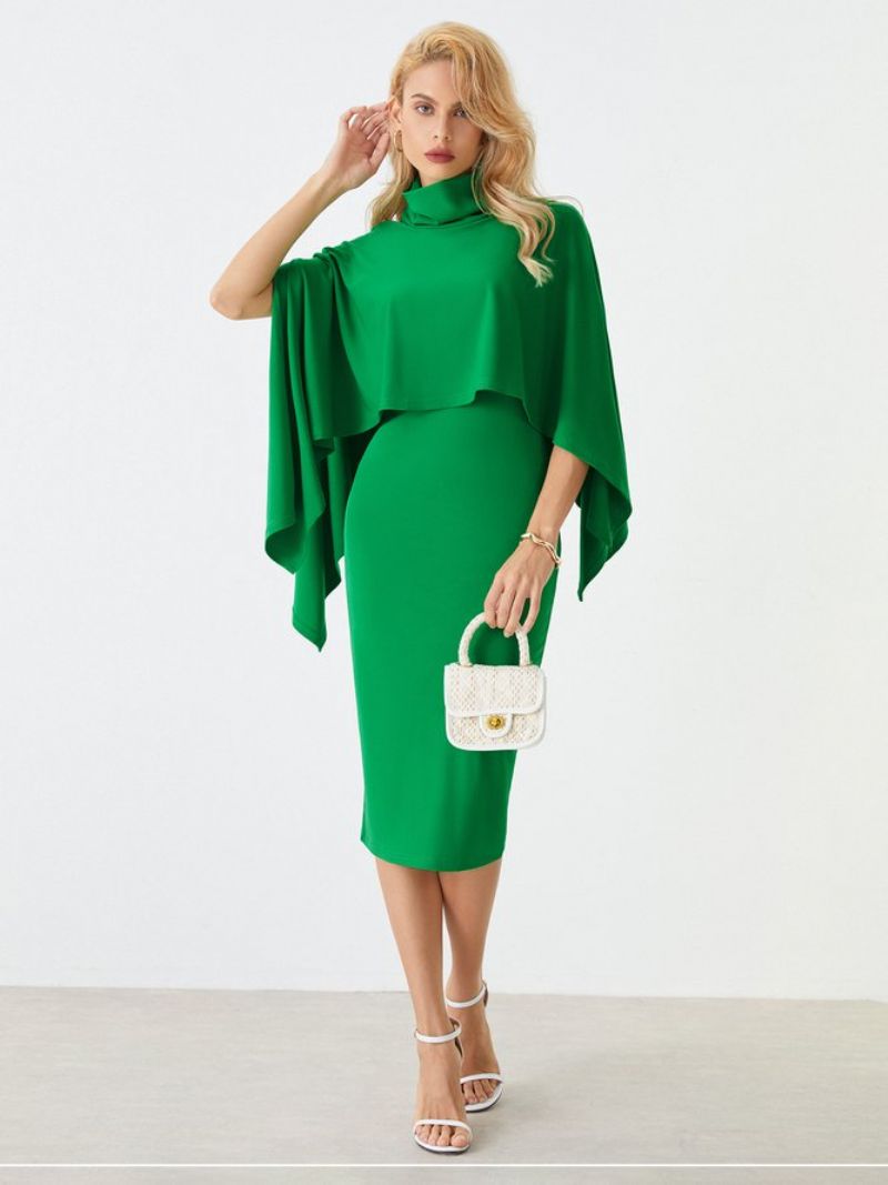 Turtleneck Elegant Plain Midi Mekko