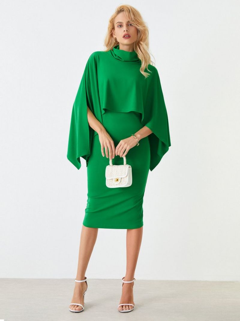 Turtleneck Elegant Plain Midi Mekko