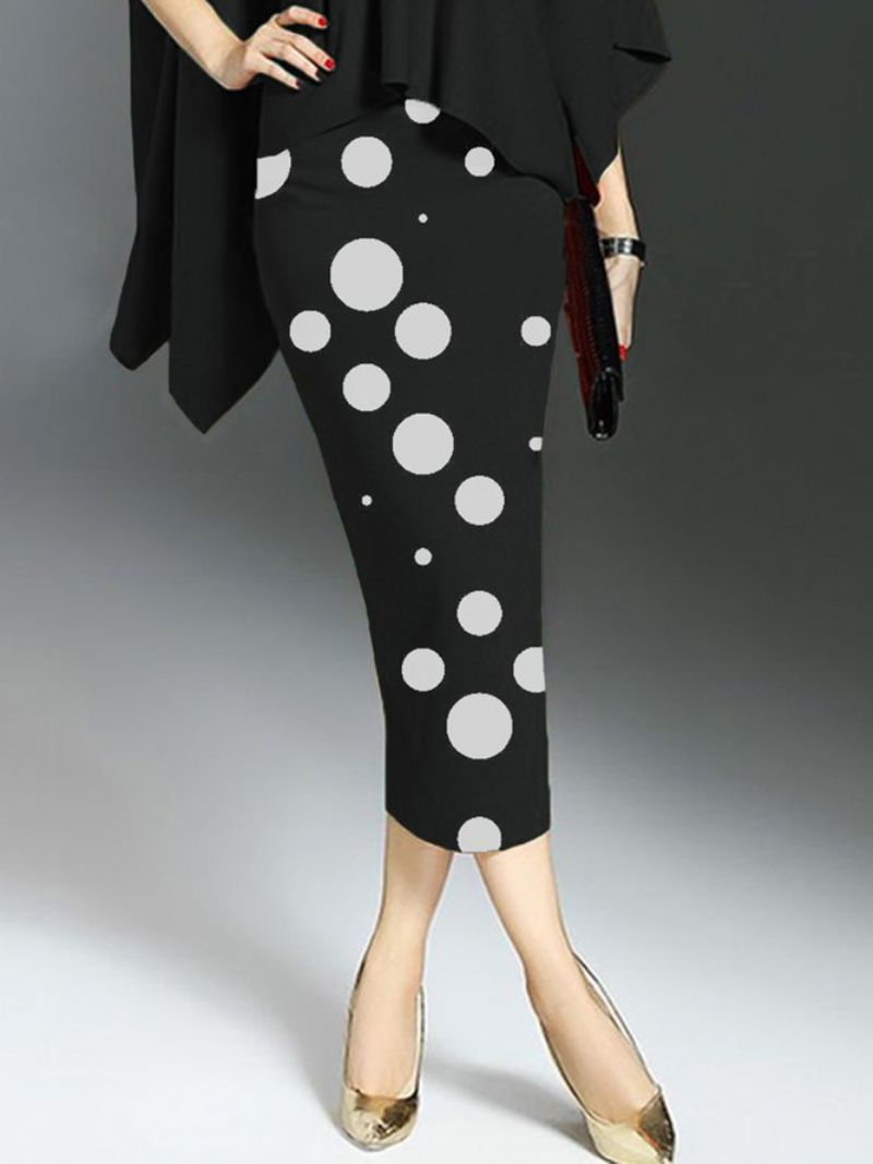 Turtleneck Elegant Polka Dots Midi Mekko