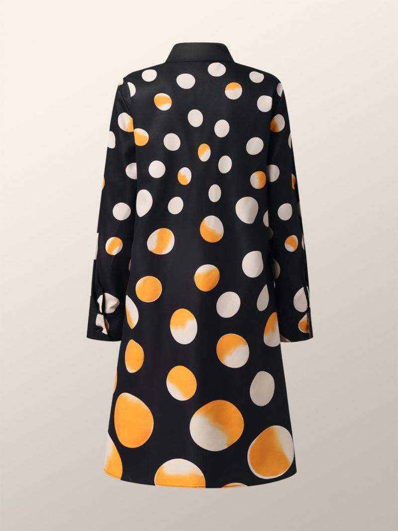 Urban Shirt Collar Polka Dots Midi Mekko