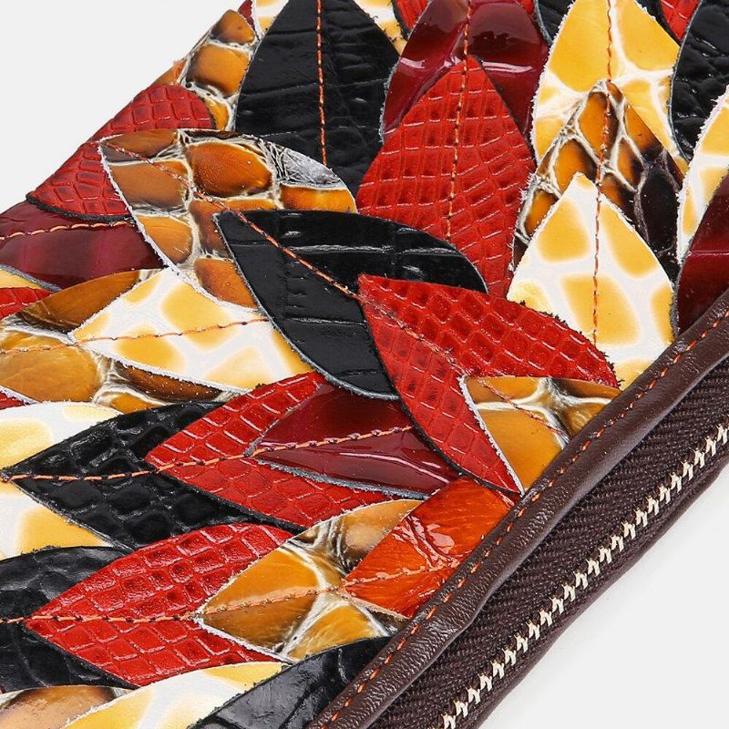 Naisten Aitoa Nahkaa Patchwork Vintage Lompakko Kukkaro Clutches Laukku