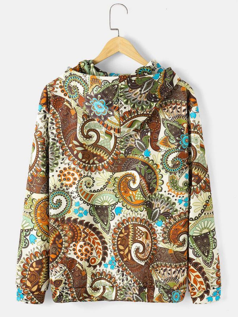 Miesten Paisley Print Street Kiristysnyörillinen Huppari Taskulla