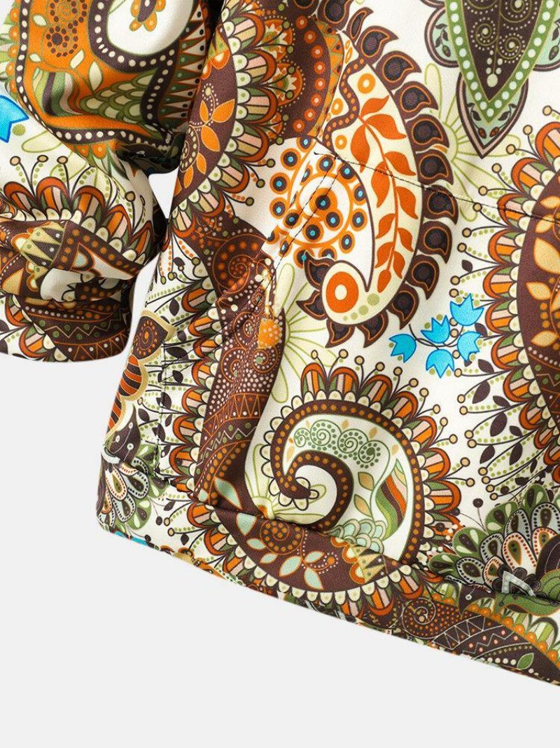 Miesten Paisley Print Street Kiristysnyörillinen Huppari Taskulla