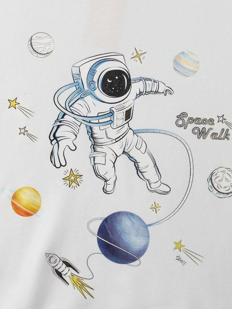 Miesten Planet Astronaut Print Puuvillahupparit Joissa On Kengurutasku