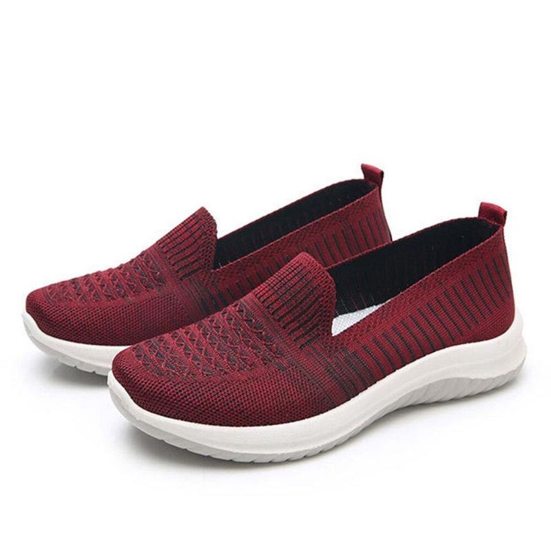 Naisten Mesh Slip On Sport Soft Sole Vapaa-Ajan Tasaiset Kengät