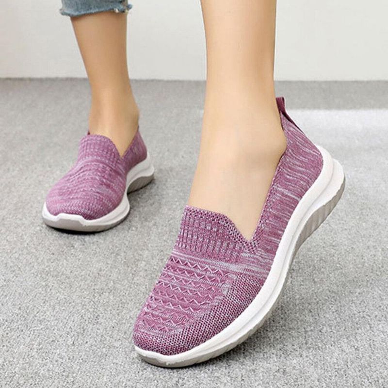 Naisten Mesh Slip On Sport Soft Sole Vapaa-Ajan Tasaiset Kengät