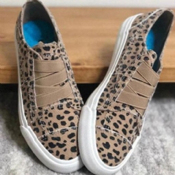 Woemn Leopard Printing Elastinen Nauha Rennot Kankaalle Litteät Kengät