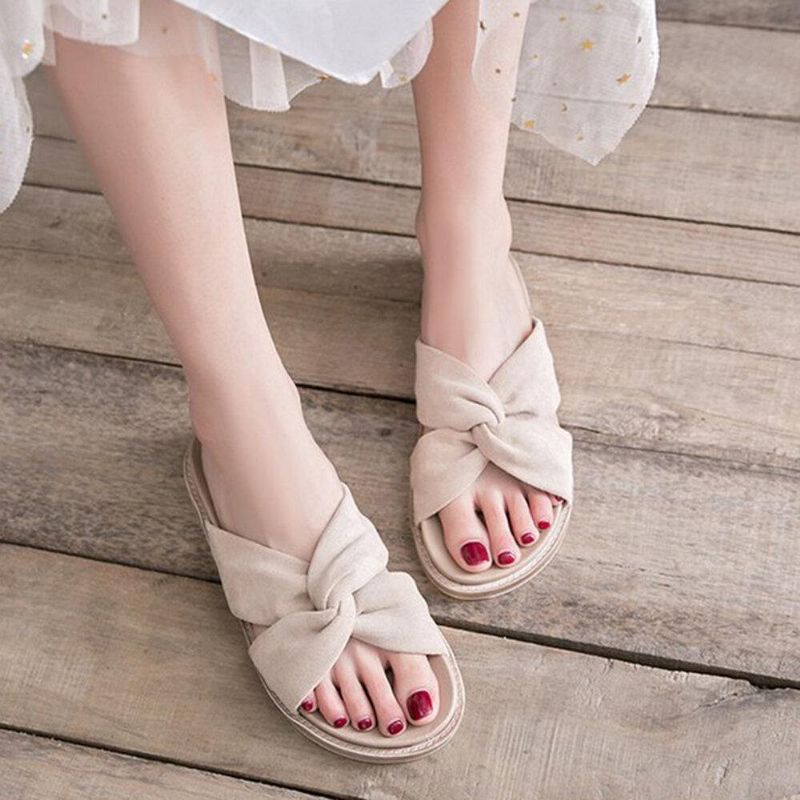 Naisten Cross Strap Open Toe Mukavat Home Shoes Tossut