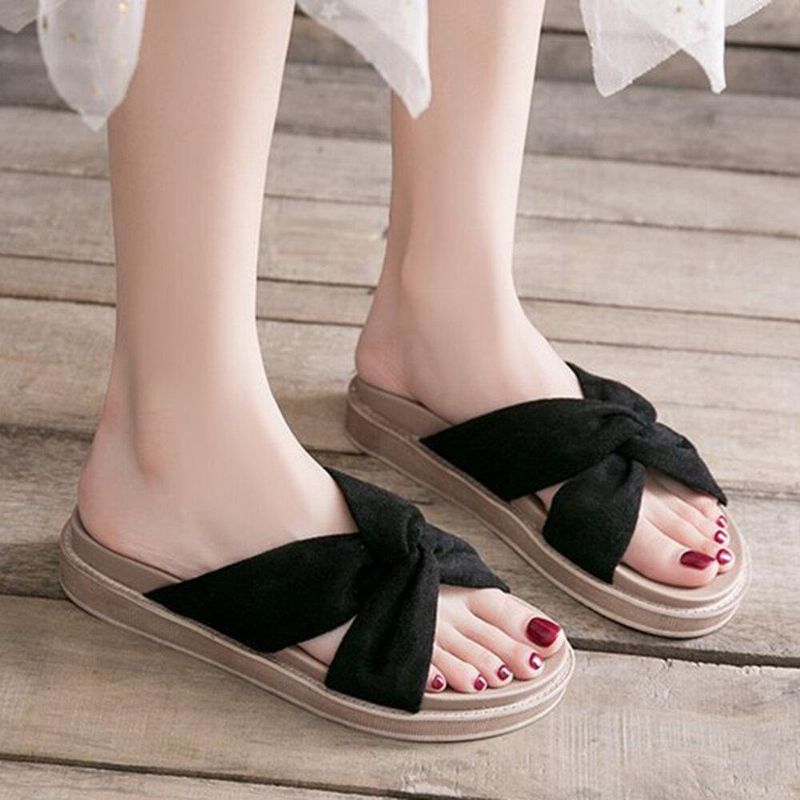 Naisten Cross Strap Open Toe Mukavat Home Shoes Tossut