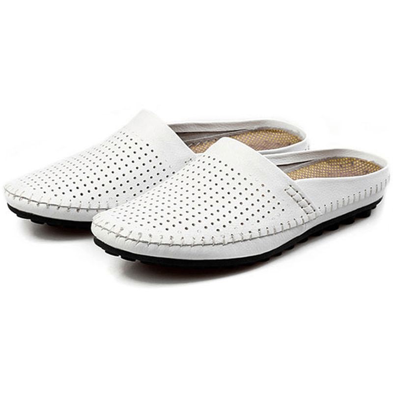 Tossut Miesten Hollow Out Casual Beach Slip On Nahkaa