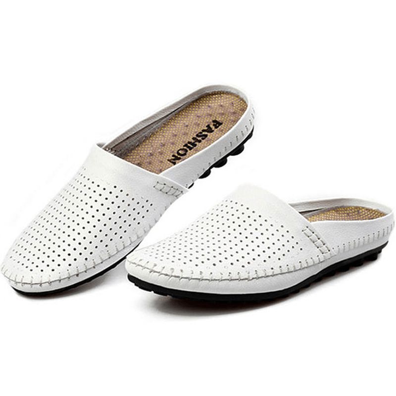 Tossut Miesten Hollow Out Casual Beach Slip On Nahkaa