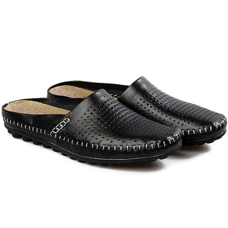 Tossut Miesten Hollow Out Casual Beach Slip On Nahkaa