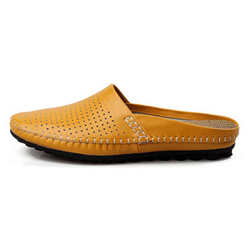 Tossut Miesten Hollow Out Casual Beach Slip On Nahkaa