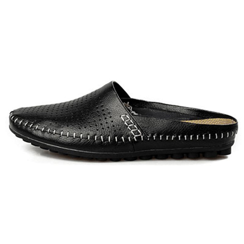 Tossut Miesten Hollow Out Casual Beach Slip On Nahkaa