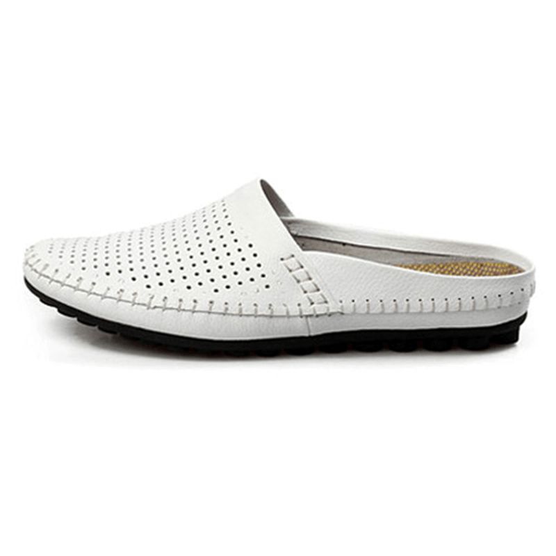 Tossut Miesten Hollow Out Casual Beach Slip On Nahkaa