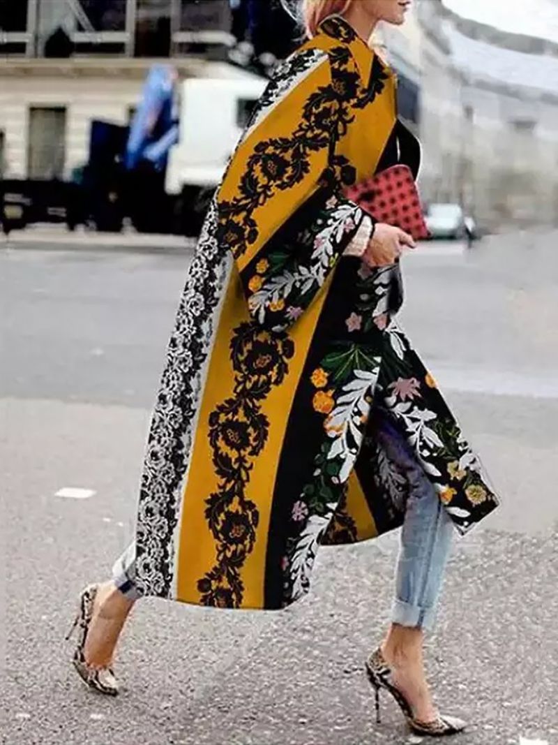 Urban Floral Long Sleeve Loosen Overcoat