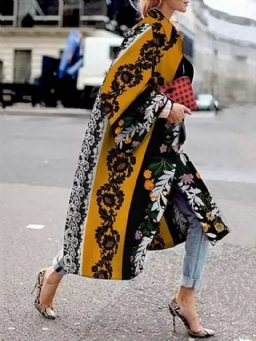 Urban Floral Long Sleeve Loosen Overcoat