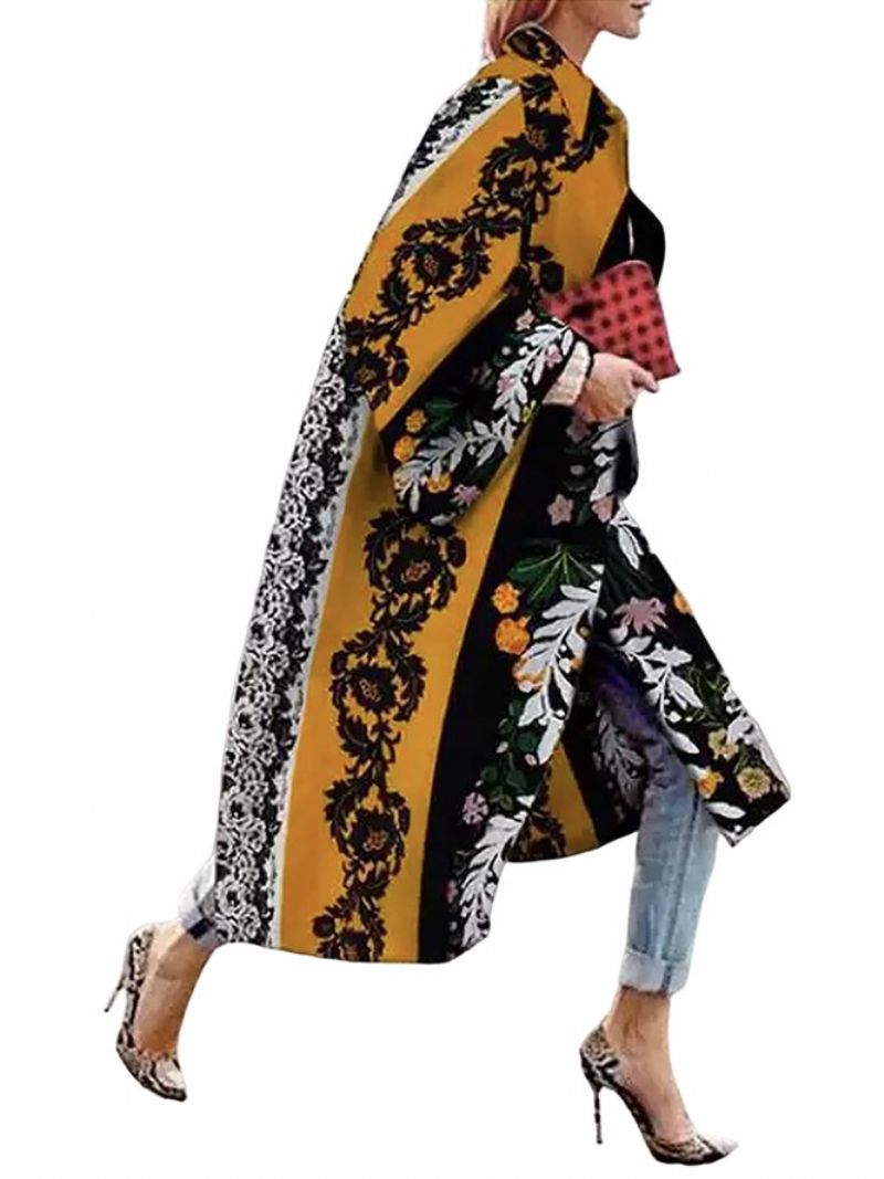 Urban Floral Long Sleeve Loosen Overcoat