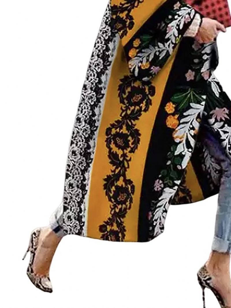 Urban Floral Long Sleeve Loosen Overcoat