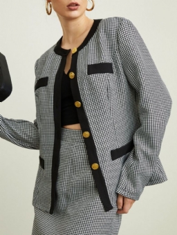 Urban Regular Fit Crew Neck Houndstooth Blazer