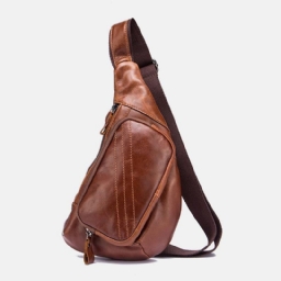 Miesten Aito Nahka Monitaskuinen Retro 9 Tuuman Suuri Tilavuus Vedenpitävä Puhelimen Rintalaukut Crossbody Laukku