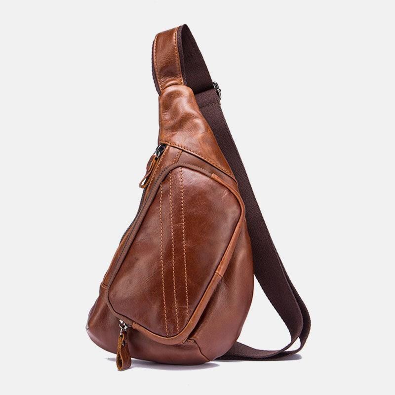 Miesten Aito Nahka Monitaskuinen Retro 9 Tuuman Suuri Tilavuus Vedenpitävä Puhelimen Rintalaukut Crossbody Laukku