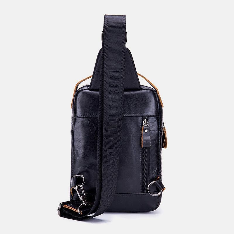 Miesten Aito Nahka Retro Business Casual Yksivärinen Olkalaukku Crossbody Laukku Rintalaukku