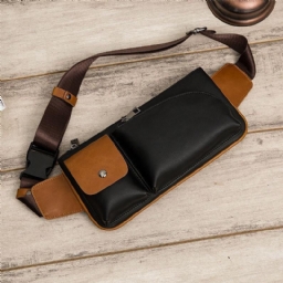 Miesten Keinonahkainen Retro Business Casual Multi-Carry Vyötärölaukku Rintalaukku Sling Bag