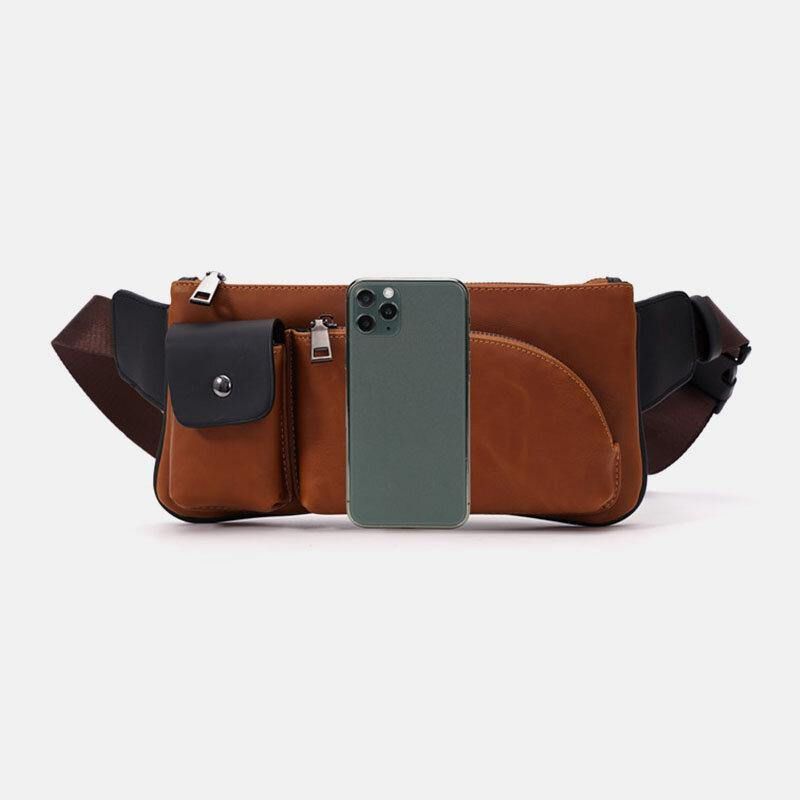 Miesten Keinonahkainen Retro Business Casual Multi-Carry Vyötärölaukku Rintalaukku Sling Bag