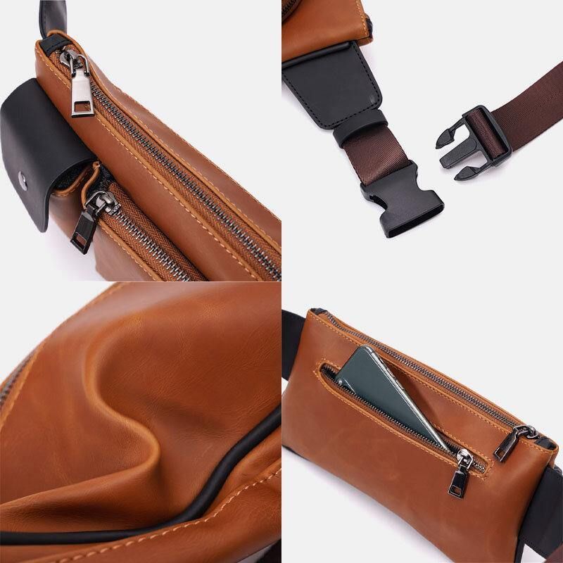 Miesten Keinonahkainen Retro Business Casual Multi-Carry Vyötärölaukku Rintalaukku Sling Bag