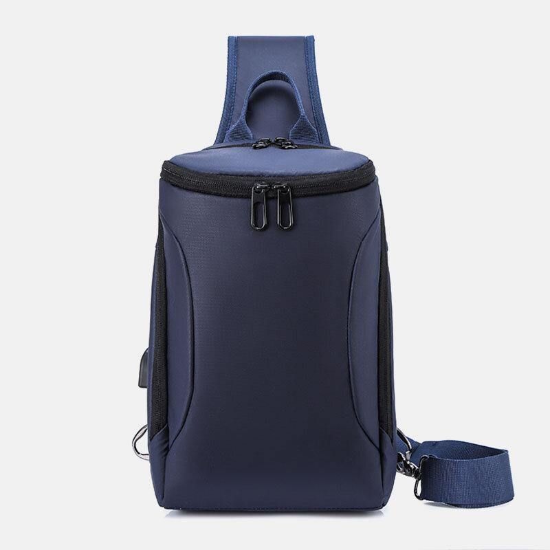 Miesten Oxford Usb-Lataus Varkaudenesto Rintalaukku Monipuolinen Suuri Kapasiteetti Vedenpitävä Yö Heijastava Nauha Design Crossbody Laukut