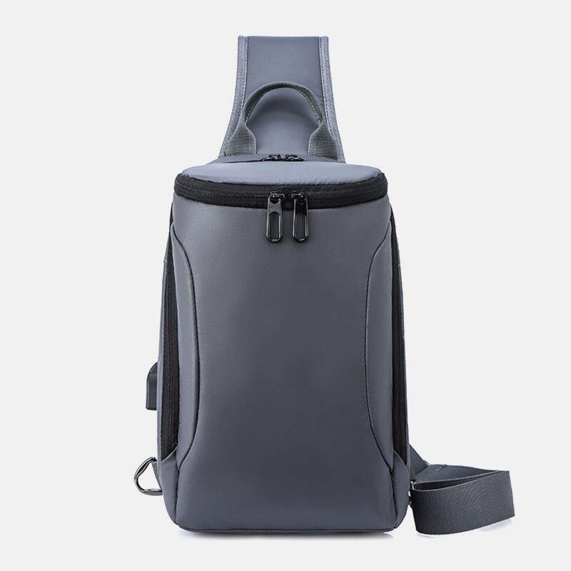 Miesten Oxford Usb-Lataus Varkaudenesto Rintalaukku Monipuolinen Suuri Kapasiteetti Vedenpitävä Yö Heijastava Nauha Design Crossbody Laukut