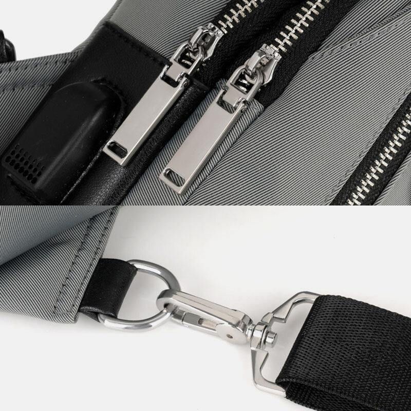 Miesten Oxford Usb-Lataus Vedenpitävä Rento Ulkokäyttöinen Crossbody-Laukku Rintalaukkulaukku