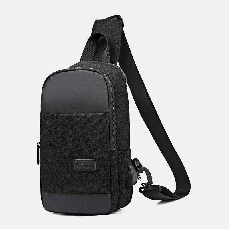 Miesten Oxford Vedenpitävä Suurikapasiteettinen Usb-Latausrintalaukku Messenger Crossbody Bag