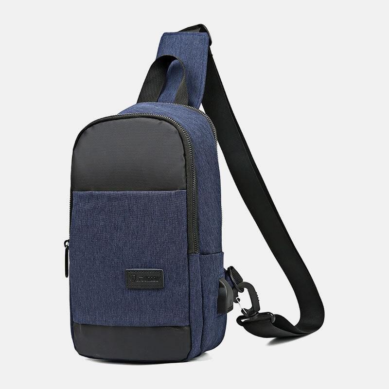 Miesten Oxford Vedenpitävä Suurikapasiteettinen Usb-Latausrintalaukku Messenger Crossbody Bag